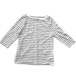 A New Day Womens White Striped Boatneck ¾ Sleeve Shirt